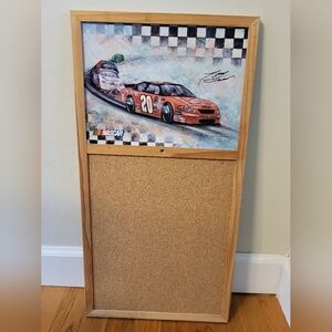 Tony Stewart #20 Nascar And Home Depot Wood Framed‎ Cork Board Man Cave Office